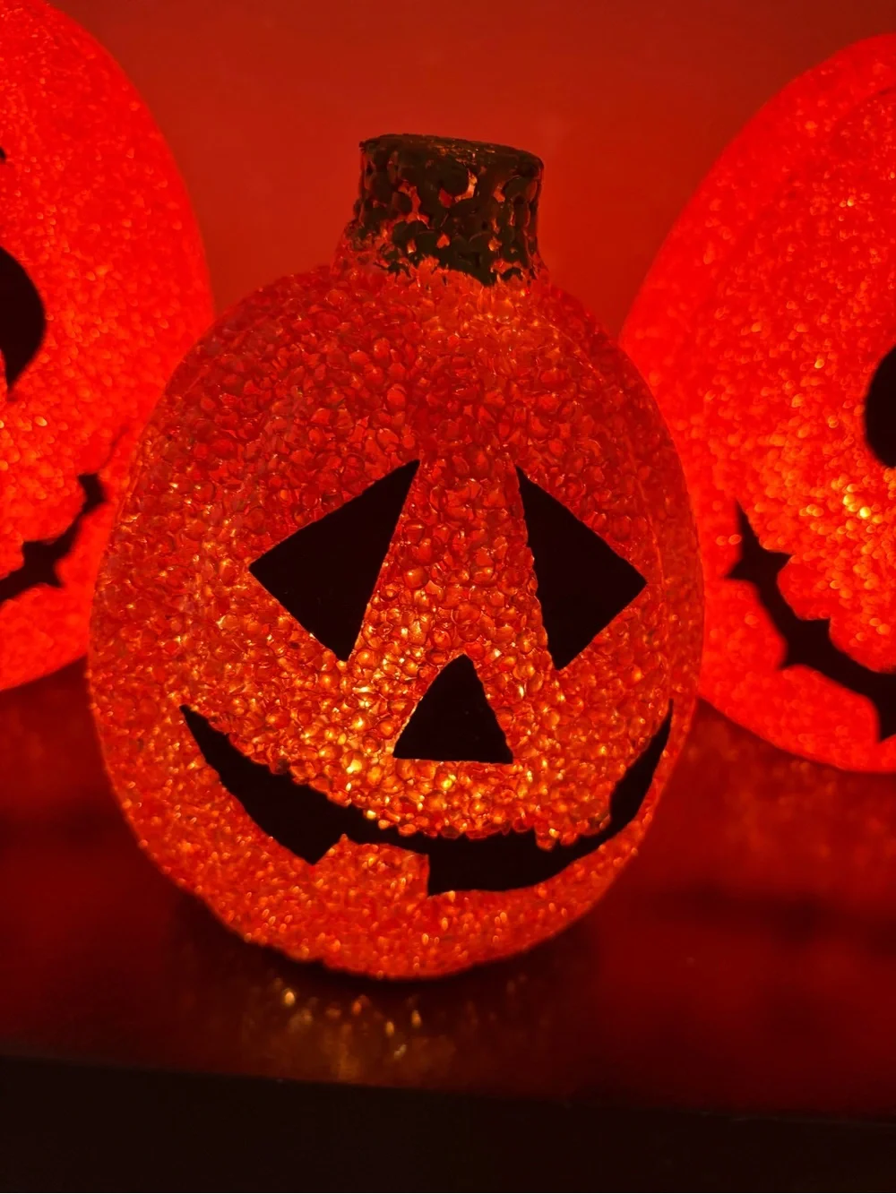 3 Vintage Side Seasons Popcorn Light up Pumpkins and 1 Silver Pumpkin